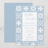 Invitation Baby shower mexicain Talavera Blue Cielito Lindo (Devant / Derrière)