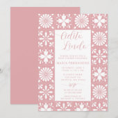 Invitation Baby shower mexicain Talavera rose Cielito Lindo (Devant / Derrière)