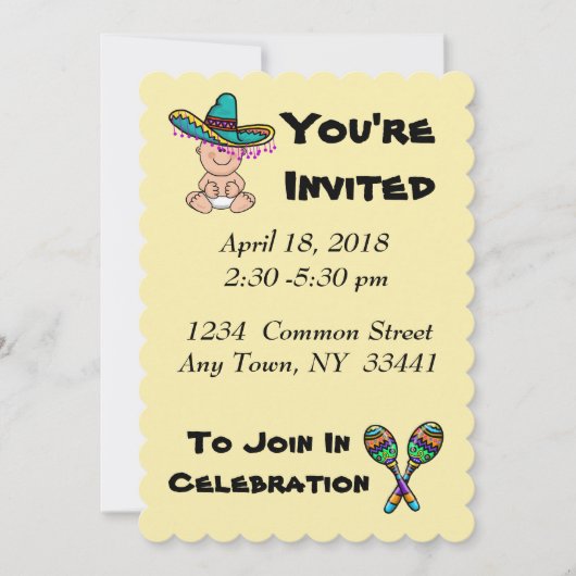 Invitation Baby shower mexicaine à Customiser (Devant)