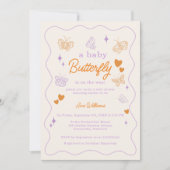 Invitation Baby shower mignon à la lavande et aux papillons o (Devant)