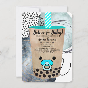 Invitation Baby Shower Mignon à l'aquarelle pour un garçon au