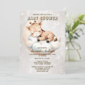 Invitation Baby shower mignon couchage bébé Giraffe animal (Debout devant)
