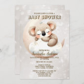 Invitation Baby shower mignon couchage bébé Koala Animal (Devant / Derrière)