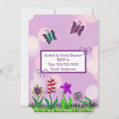 Invitation Baby shower mignon de bébé violet à main (Dos)