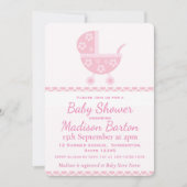 Invitation Baby shower mignon de fille de landau rose (Devant)