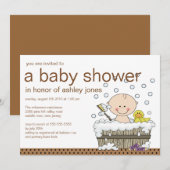 Invitation Baby shower mignon de garçon de baquet de bébé (Devant / Derrière)