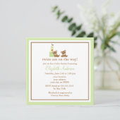 Invitation Baby shower mignon de jumeaux d'ours (Debout devant)