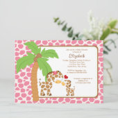 Invitation Baby shower mignon de maman et de bébé de girafe (Debout devant)