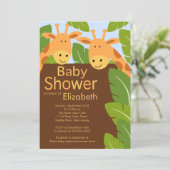 Invitation Baby shower mignon de multiple de girafe de safari (Debout devant)