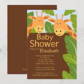 Invitation Baby shower mignon de multiple de girafe de safari (Devant / Derrière)