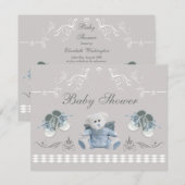 Invitation Baby shower mignon de nounours et de chaussures (Devant / Derrière)