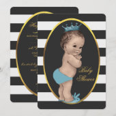 Invitation Baby shower mignon de prince Black White Stripes (Devant / Derrière)