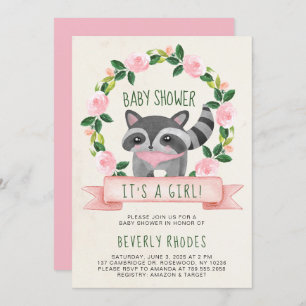 Invitation Baby shower mignon de raton laveur de région