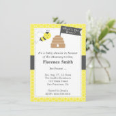 Invitation Baby shower mignon de thème d'abeille dans jaune (Debout devant)