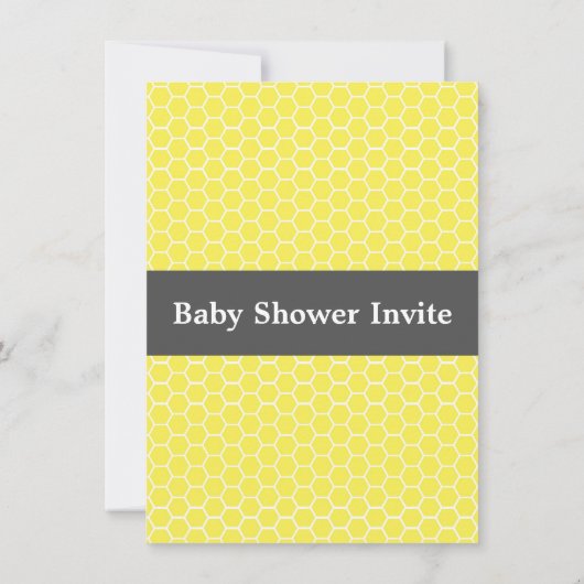 Invitation Baby shower mignon de thème d'abeille dans jaune (Dos)