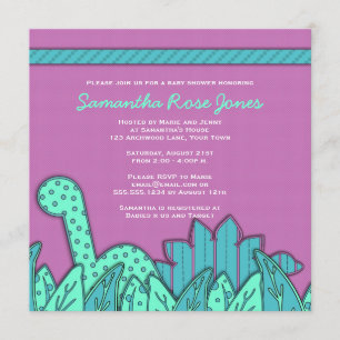 Invitation Baby shower mignon de thème de dinosaure -