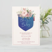 Invitation Baby shower mignon Denim Blue Jean Girls (Debout devant)