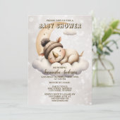 Invitation Baby shower mignon dormant bébé animal magnifique (Debout devant)
