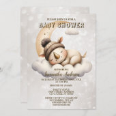 Invitation Baby shower mignon dormant bébé animal magnifique (Devant / Derrière)