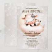Invitation Baby shower mignon dormant bébé veau animal (Devant / Derrière)