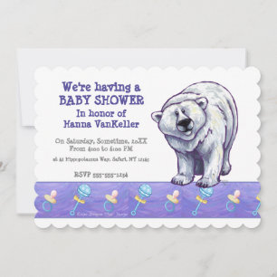 Invitation Baby shower mignon d'ours blanc