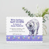 Invitation Baby shower mignon d'ours blanc (Debout devant)