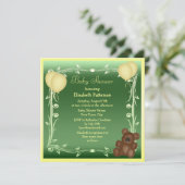 Invitation Baby shower mignon d'ours de nounours et de neutre (Debout devant)