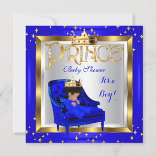Invitation Baby Shower Mignon Garçon Prince Bleu Royal Chaise