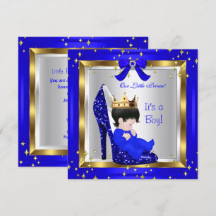 Invitation Baby Shower Mignon Garçon Prince Royal Chaussure B