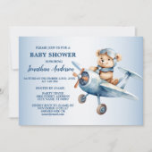 Invitation Baby shower mignon Happy Blue Oear Pilote belle (Devant)