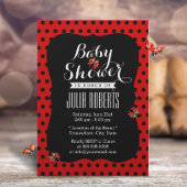 Invitation Baby shower mignon Ladybugs Points noirs et rouges