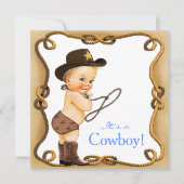 Invitation Baby shower mignon Little Cowboy (Devant)