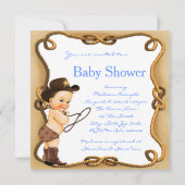 Invitation Baby shower mignon Little Cowboy (Dos)
