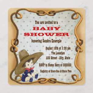 Invitation Baby shower mignon Little Cowboy