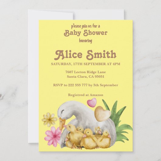 Invitation Baby shower mignon maman et bébé neutre (Devant)