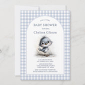 Invitation Baby Shower Mignon Oiseau Gris (Devant)