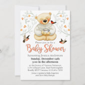 Invitation Baby shower mignon Ours en peluche et Coeurs (Devant)