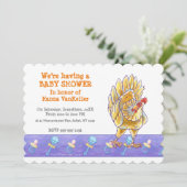 Invitation Baby Shower Mignon Poulet (Debout devant)