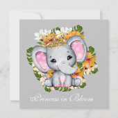 Invitation baby shower mignon Princesse fleur éléphant (Devant)