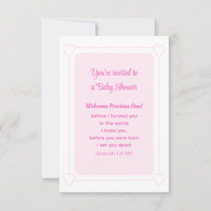 Invitation Baby shower mignon rose douce Chrétien simple