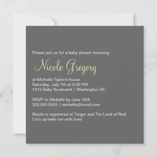 Invitation Baby shower mignon| Saupoudré d'amour (Dos)