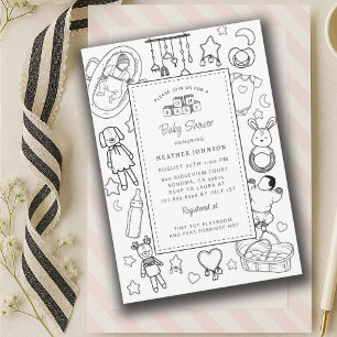 Invitation Baby shower mignon tiré à la main