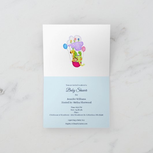 Invitation Baby shower mignon train de jouets C'est un garçon (Intérieur)