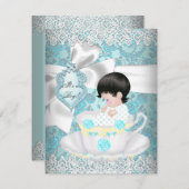 Invitation Baby shower mignon Turquoise garçon ou fille (Devant / Derrière)