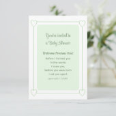 Invitation Baby shower mignon Vert doux Chrétien simple (Debout devant)