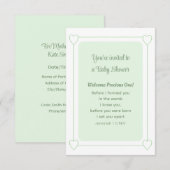 Invitation Baby shower mignon Vert doux Chrétien simple (Devant / Derrière)