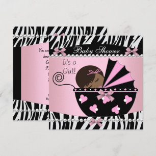 Invitation Baby Shower Mignonne Bébé Fille Impression Zèbre R