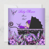 Invitation Baby shower mignonne Bébé Fille pourpre Papillon 2 (Devant)
