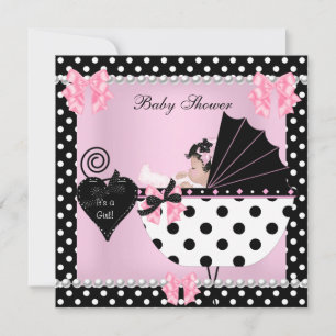 Invitation Baby Shower Mignonne Bébé Fille Rose Points polka