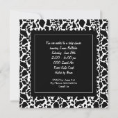 Invitation Baby shower mignonne Bébé Pram Vache Noir Blanc (Dos)